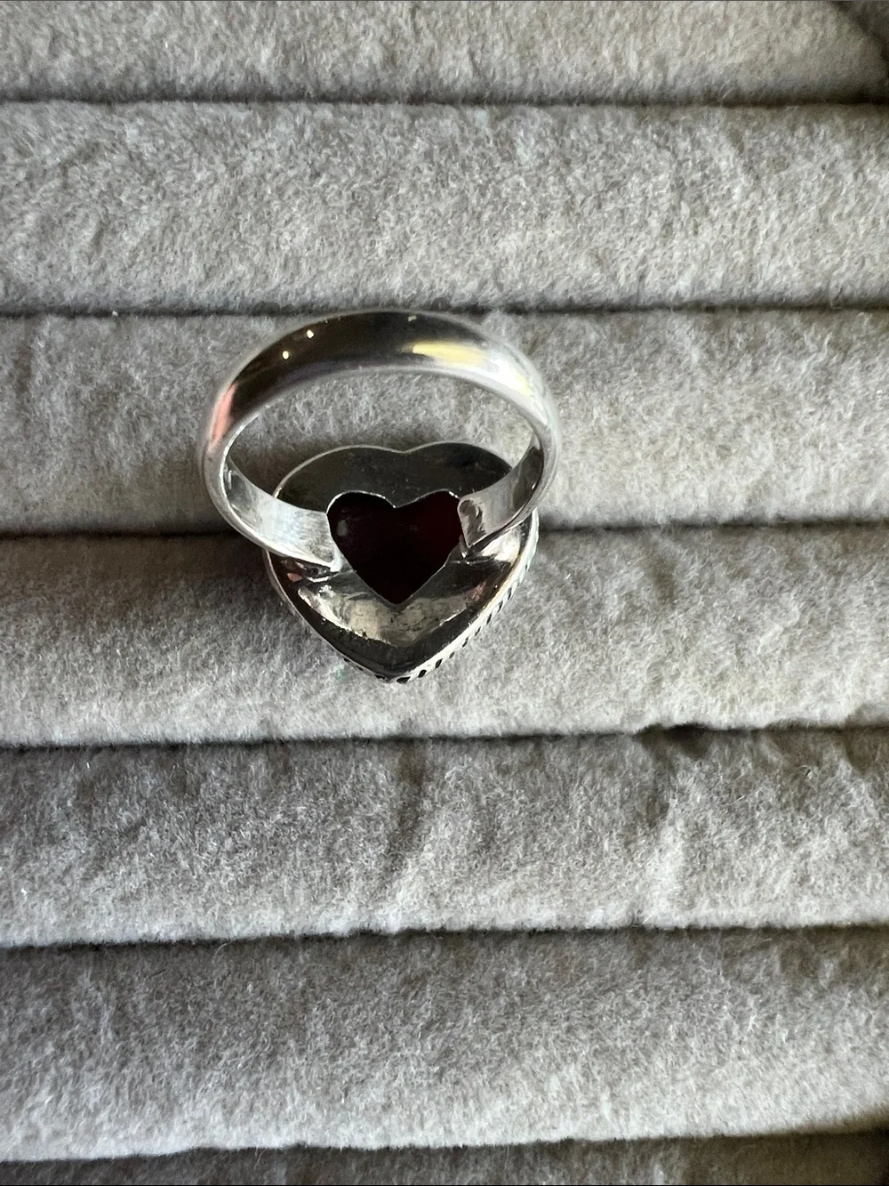 Heart-Shaped Garnet Gemstone Silver Ring - Women's Jewelry